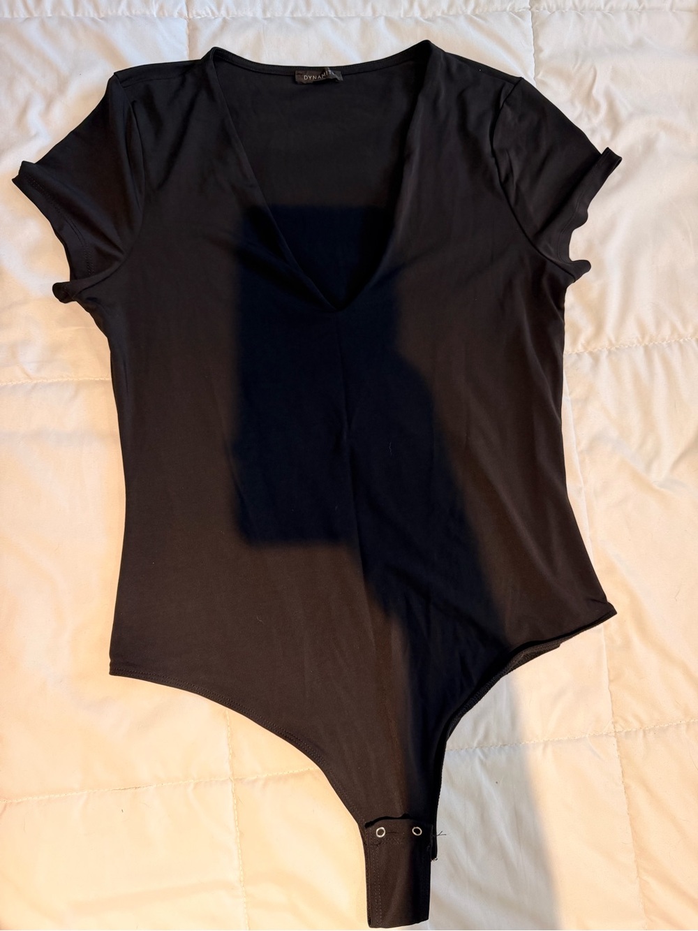 Dynamite Black V-Neck Short Sleeve Bodysuit